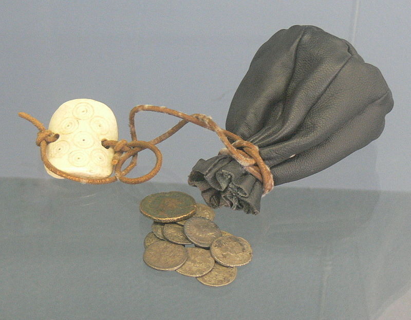 Leather purse in ancient Roman 